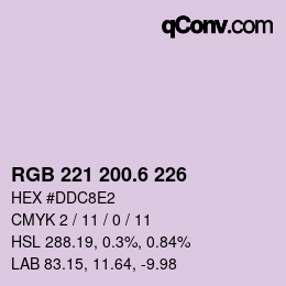カラーコード: RGB 221 200.6 226 | qconv.com