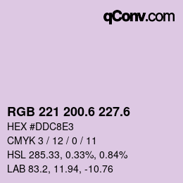 カラーコード: RGB 221 200.6 227.6 | qconv.com