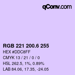 カラーコード: RGB 221 200.6 255 | qconv.com