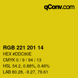 Color code: RGB 221 201 14 | qconv.com