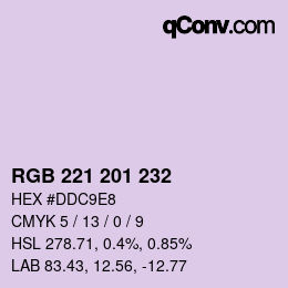 Color code: RGB 221 201 232 | qconv.com