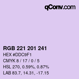 Color code: RGB 221 201 241 | qconv.com