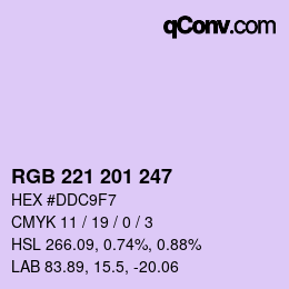 Color code: RGB 221 201 247 | qconv.com