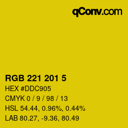 カラーコード: RGB 221 201 5 | qconv.com