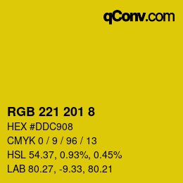 カラーコード: RGB 221 201 8 | qconv.com