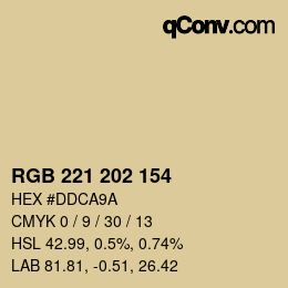 Color code: RGB 221 202 154 | qconv.com