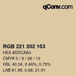 Code couleur: RGB 221 202 163 | qconv.com