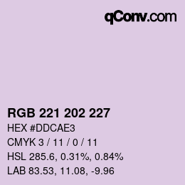 Color code: RGB 221 202 227 | qconv.com