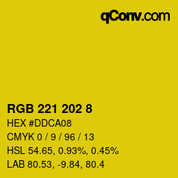 Color code: RGB 221 202 8 | qconv.com