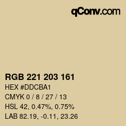 Color code: RGB 221 203 161 | qconv.com