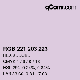 Color code: RGB 221 203 223 | qconv.com