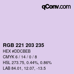 Color code: RGB 221 203 235 | qconv.com