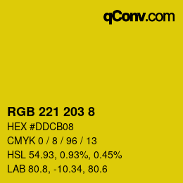 Color code: RGB 221 203 8 | qconv.com