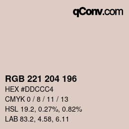 Color code: RGB 221 204 196 | qconv.com