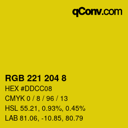 カラーコード: RGB 221 204 8 | qconv.com