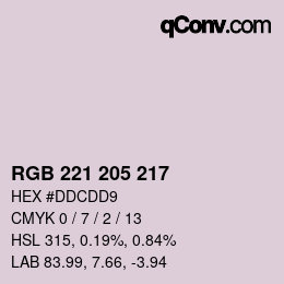 Color code: RGB 221 205 217 | qconv.com