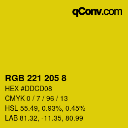 Color code: RGB 221 205 8 | qconv.com
