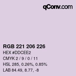 Color code: RGB 221 206 226 | qconv.com