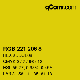 Color code: RGB 221 206 8 | qconv.com
