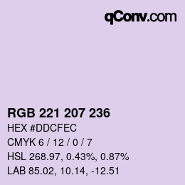 Color code: RGB 221 207 236 | qconv.com