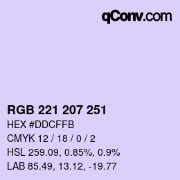 Color code: RGB 221 207 251 | qconv.com