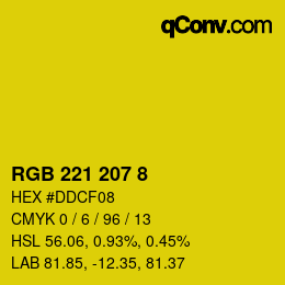 Color code: RGB 221 207 8 | qconv.com