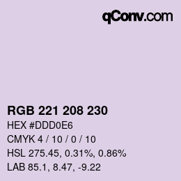 Color code: RGB 221 208 230 | qconv.com