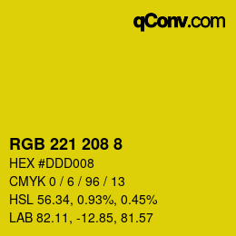 Color code: RGB 221 208 8 | qconv.com
