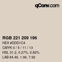 Color code: RGB 221 209 196 | qconv.com