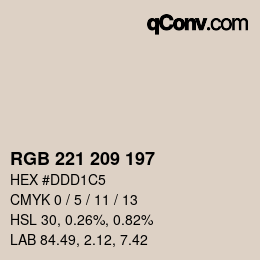 Color code: RGB 221 209 197 | qconv.com