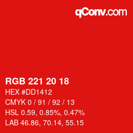 Color code: RGB 221 20 18 | qconv.com