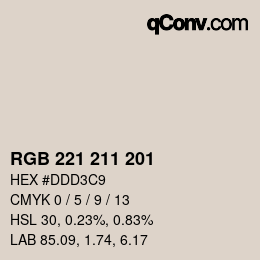 Color code: RGB 221 211 201 | qconv.com