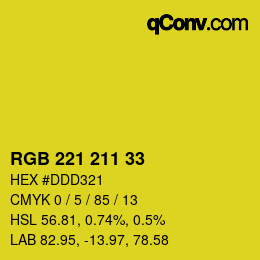 Color code: RGB 221 211 33 | qconv.com