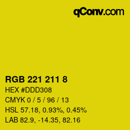 Color code: RGB 221 211 8 | qconv.com