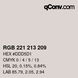 Color code: RGB 221 213 209 | qconv.com