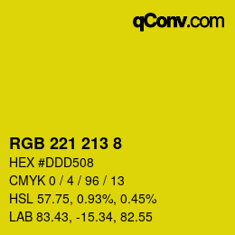 Color code: RGB 221 213 8 | qconv.com