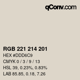 Color code: RGB 221 214 201 | qconv.com