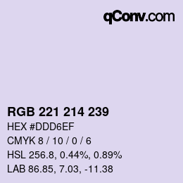 Color code: RGB 221 214 239 | qconv.com