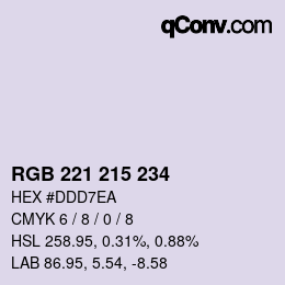 Código de color: RGB 221 215 234 | qconv.com