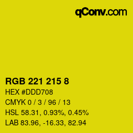 Color code: RGB 221 215 8 | qconv.com