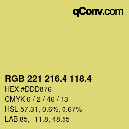 カラーコード: RGB 221 216.4 118.4 | qconv.com