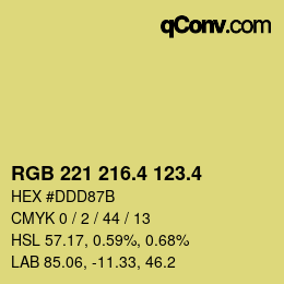カラーコード: RGB 221 216.4 123.4 | qconv.com