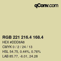 カラーコード: RGB 221 216.4 168.4 | qconv.com