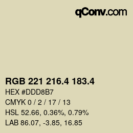 カラーコード: RGB 221 216.4 183.4 | qconv.com