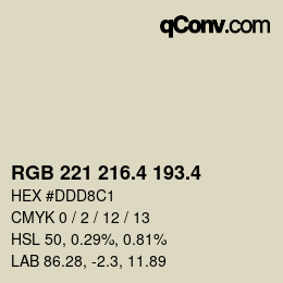 カラーコード: RGB 221 216.4 193.4 | qconv.com