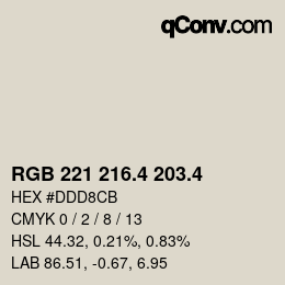 カラーコード: RGB 221 216.4 203.4 | qconv.com