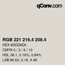 カラーコード: RGB 221 216.4 208.4 | qconv.com