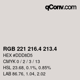 カラーコード: RGB 221 216.4 213.4 | qconv.com