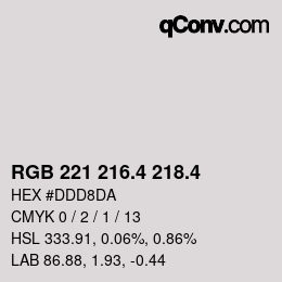 カラーコード: RGB 221 216.4 218.4 | qconv.com