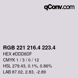 カラーコード: RGB 221 216.4 223.4 | qconv.com
